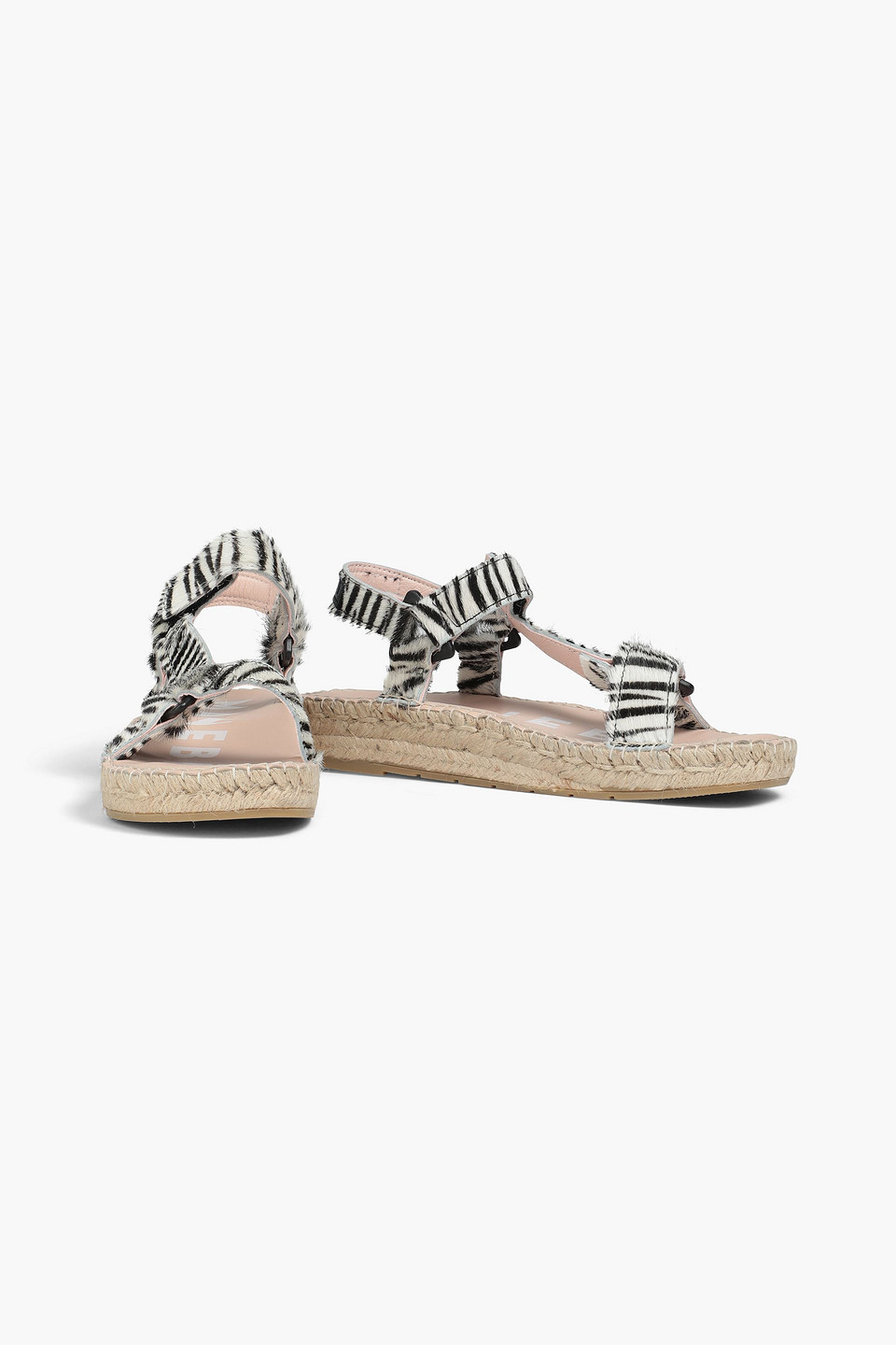 Manebi Zebra-print Calf Hair Espadrille Sandals In Black