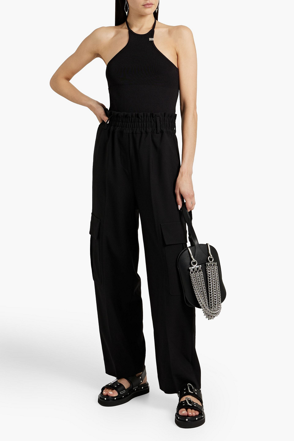 Alyx Ribbed-knit Halterneck Top In Black