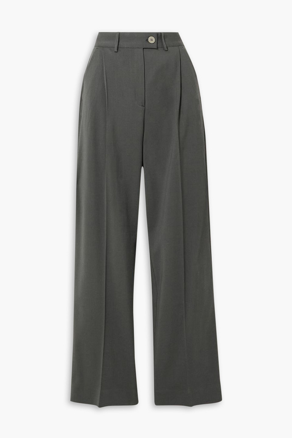 Caes Pleated Ecovero-blend Straight-leg Pants In Dark Gray