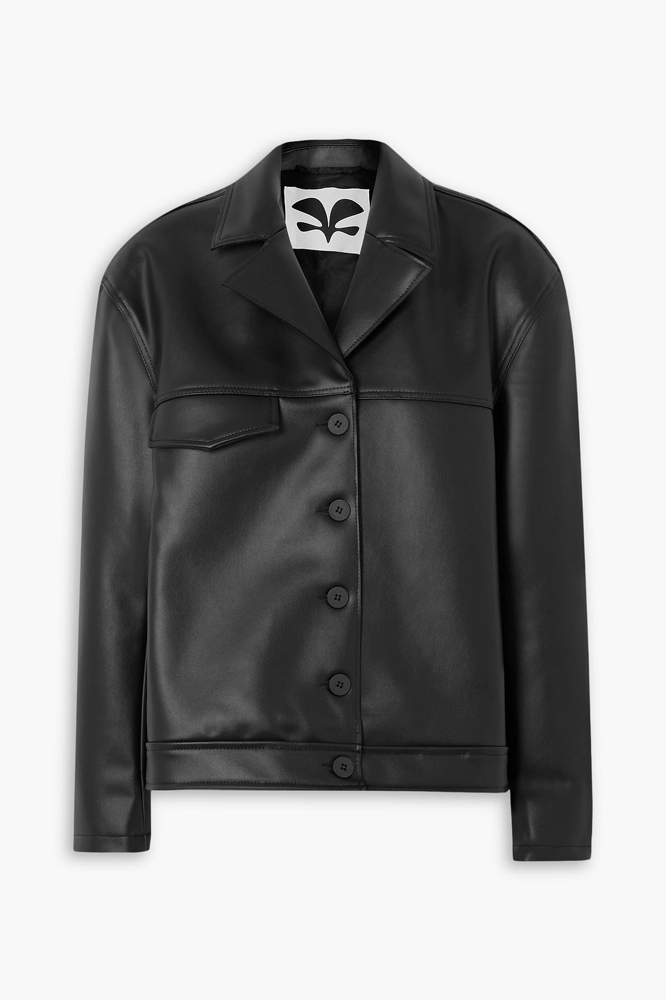 Caes Faux Leather Jacket In Black