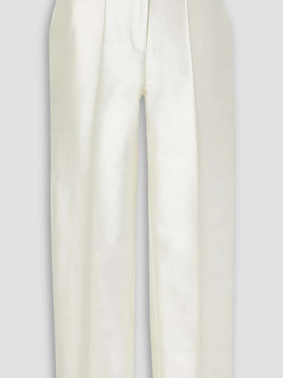 cotton and silk-blend satin straight-leg pants