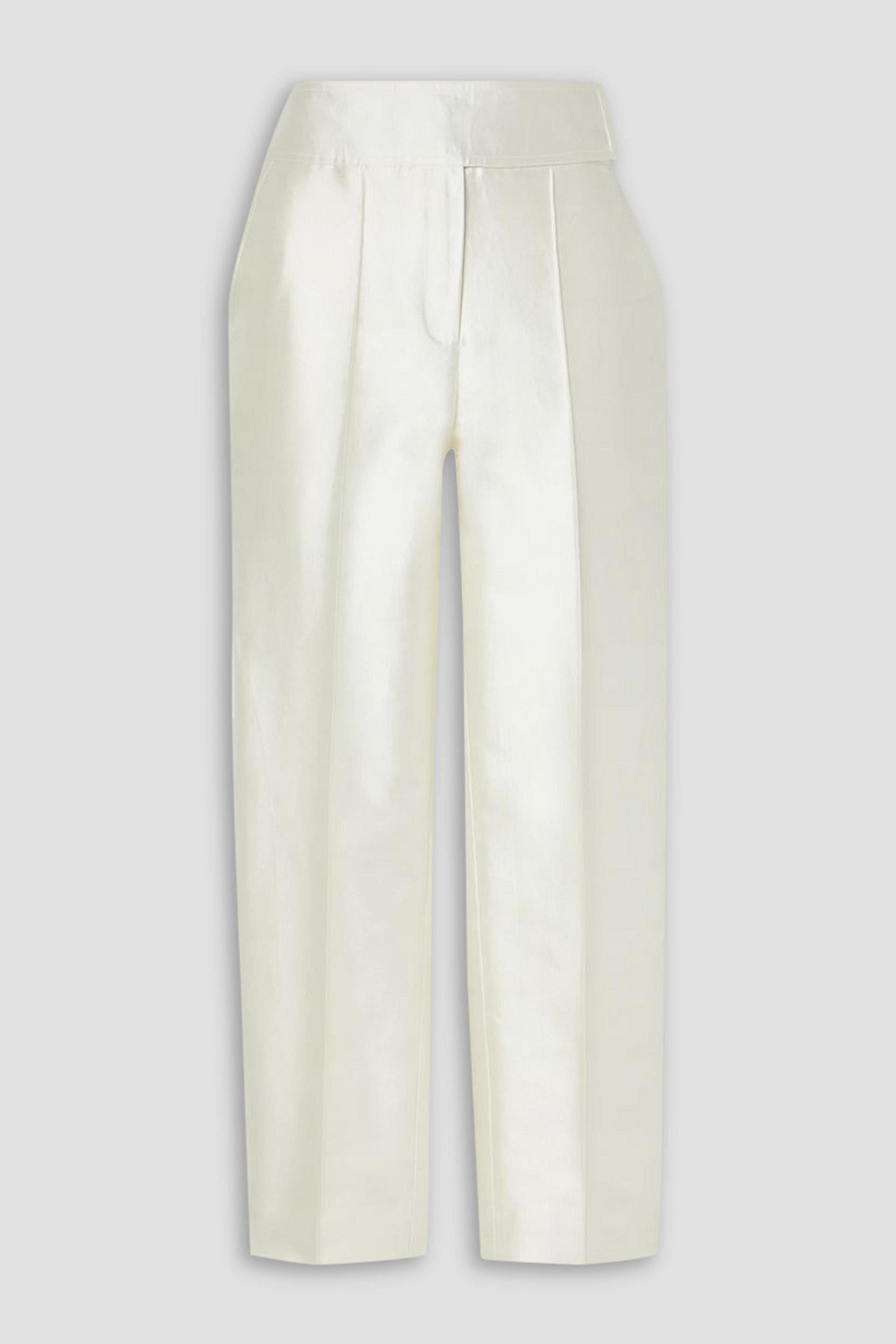 Christopher John Rogers Cotton And Silk-blend Satin Straight-leg Pants In Ivory
