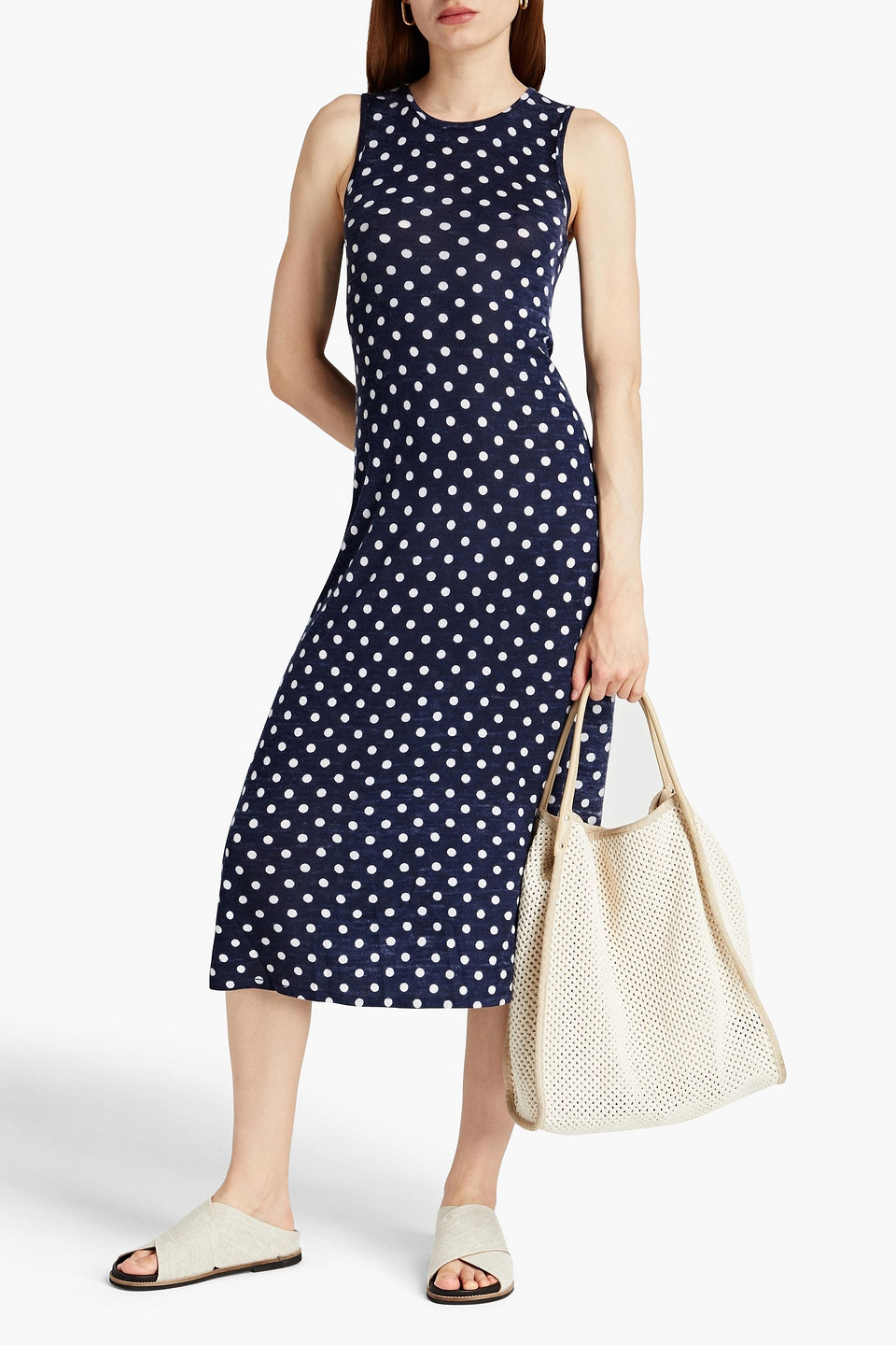 Autumn Cashmere Polka-dot Cashmere Midi Dress In Blue