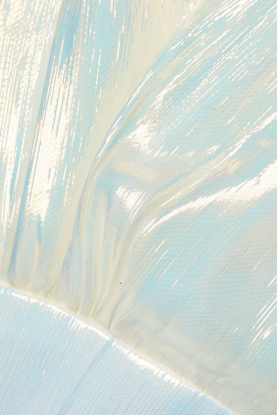 Christopher John Rogers Cropped Iridescent Textured Organza Top In White