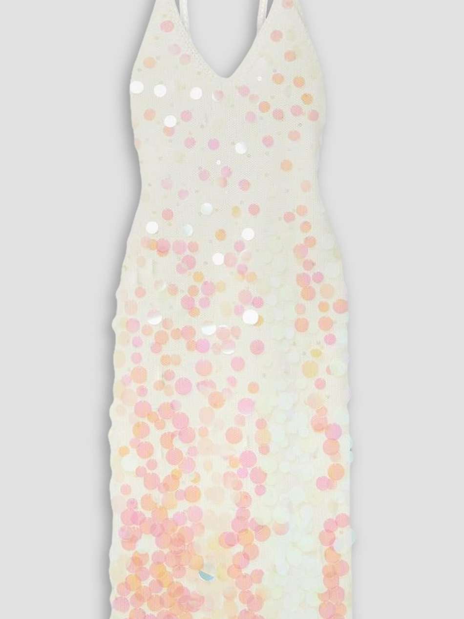 sequin-embellished wool midi dress