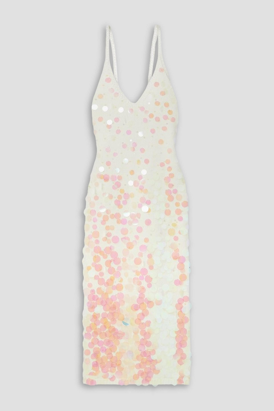 Christopher John Rogers Sequin-embellished Wool Midi Dress In Ivory