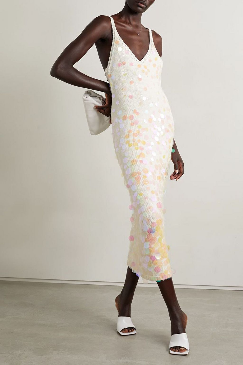 CHRISTOPHER JOHN ROGERS Sequin-embellished wool midi dress