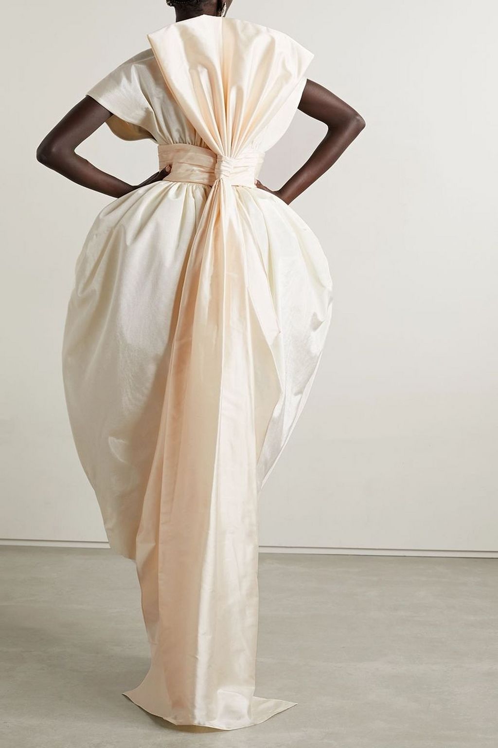 CHRISTOPHER JOHN ROGERS Bow-detailed draped pleated silk-shantung belt
