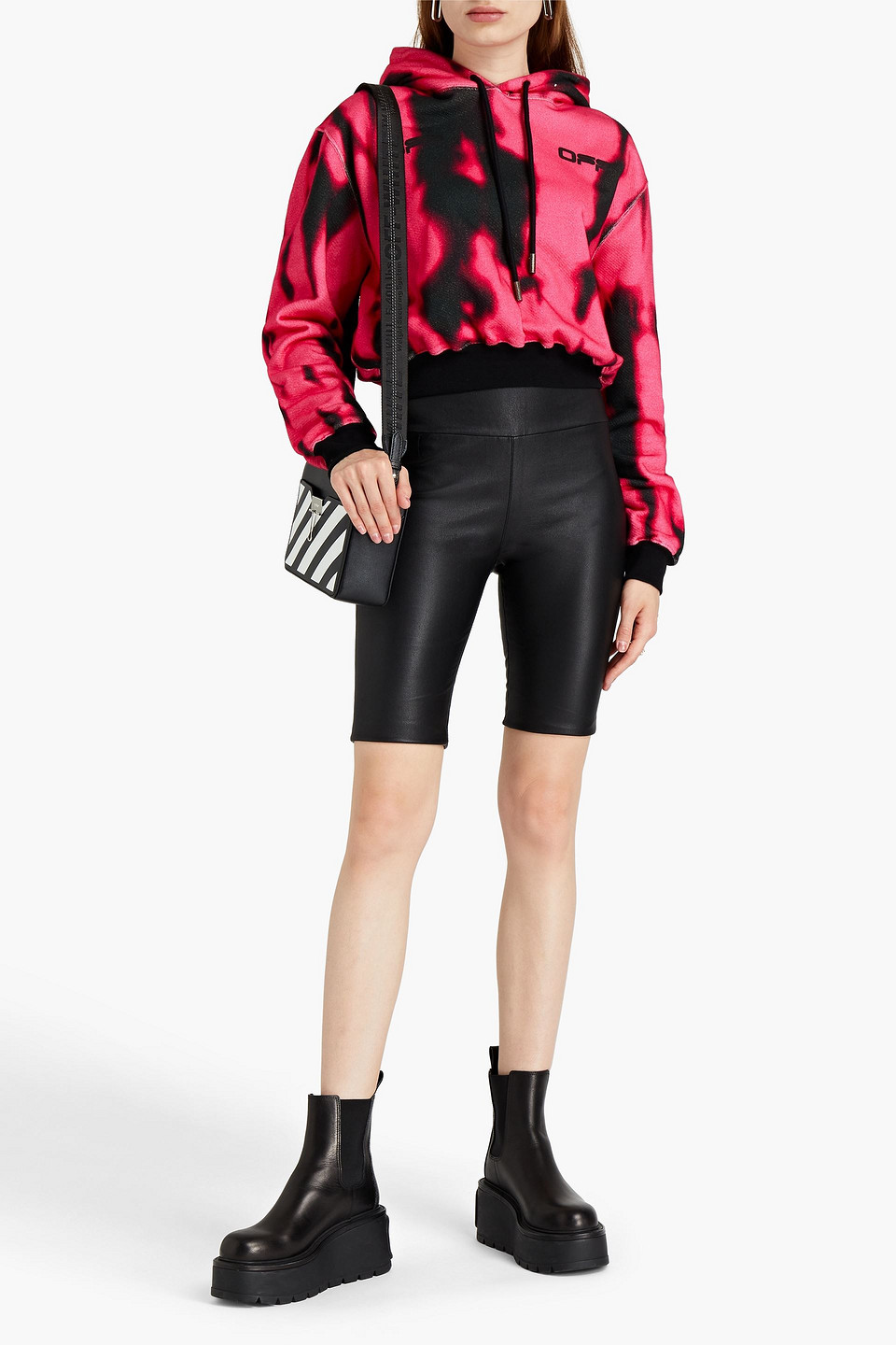 Off-white Logo-print French Cotton-terry Hoodie In Pink