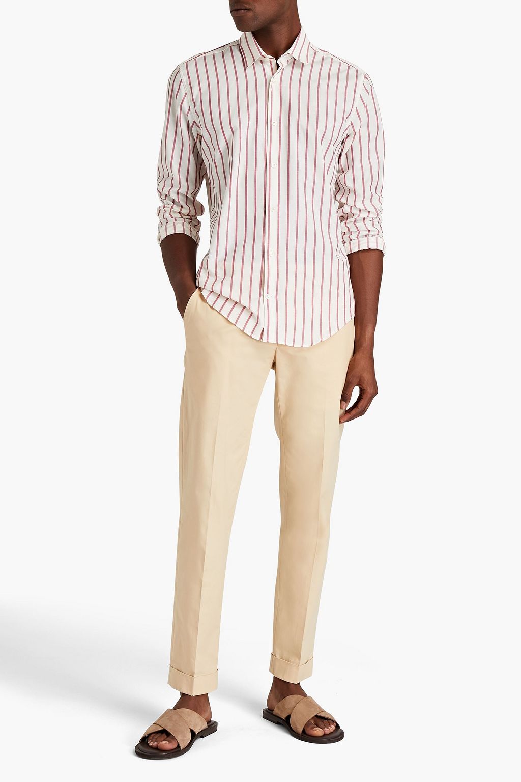 FRESCOBOL CARIOCA Striped cotton and silk-blend shirt