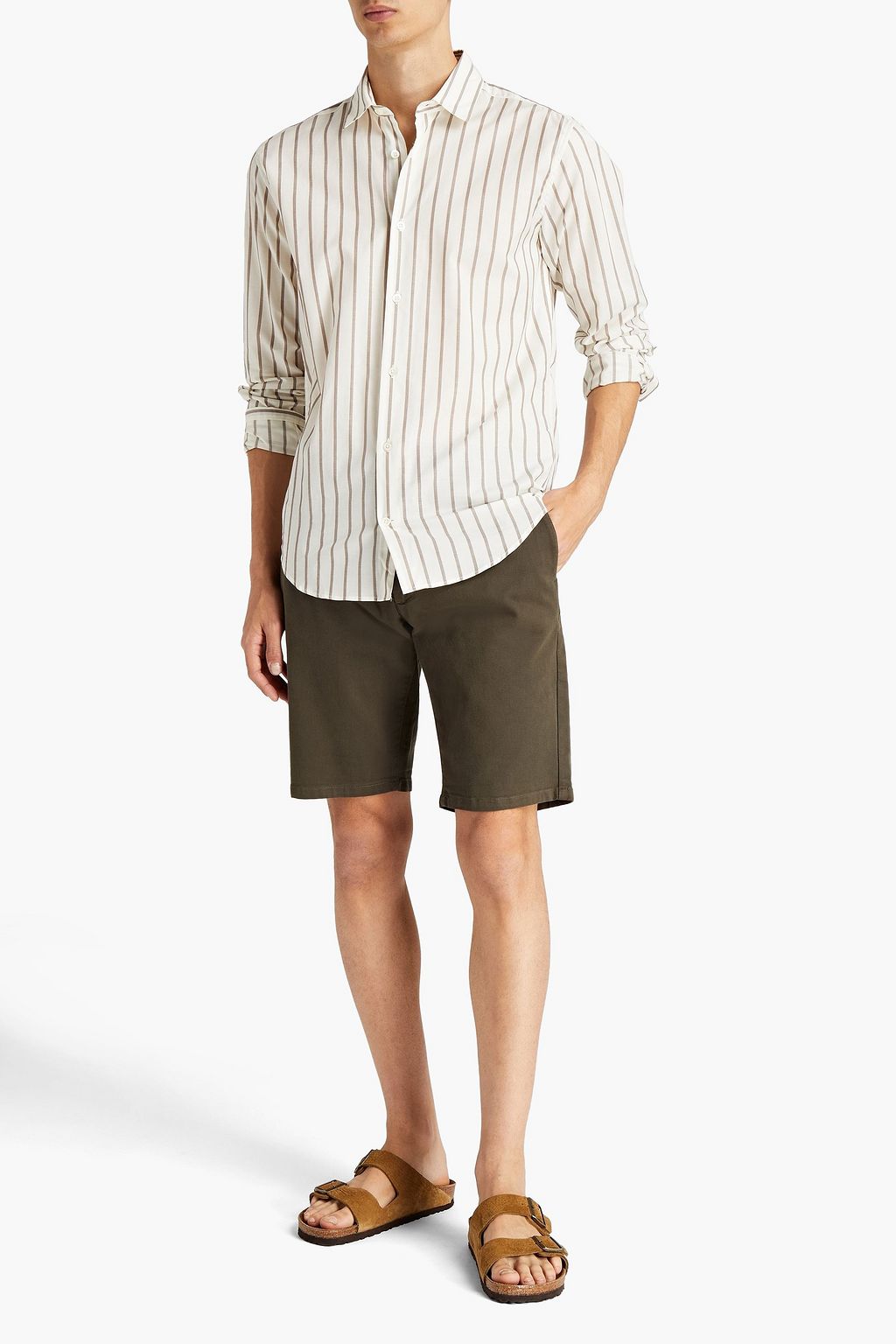 FRESCOBOL CARIOCA Striped cotton and silk-blend shirt