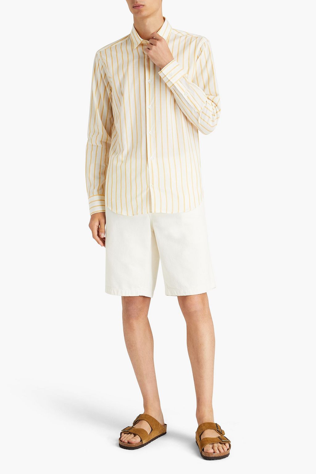 FRESCOBOL CARIOCA Striped cotton and silk-blend shirt