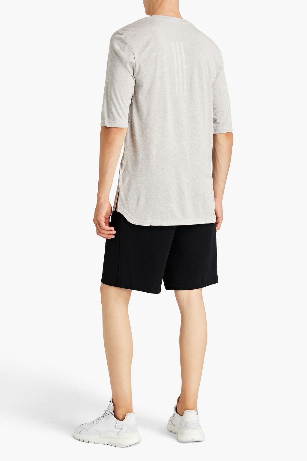 ADIDAS Striped logo-print stretch jersey T-shirt