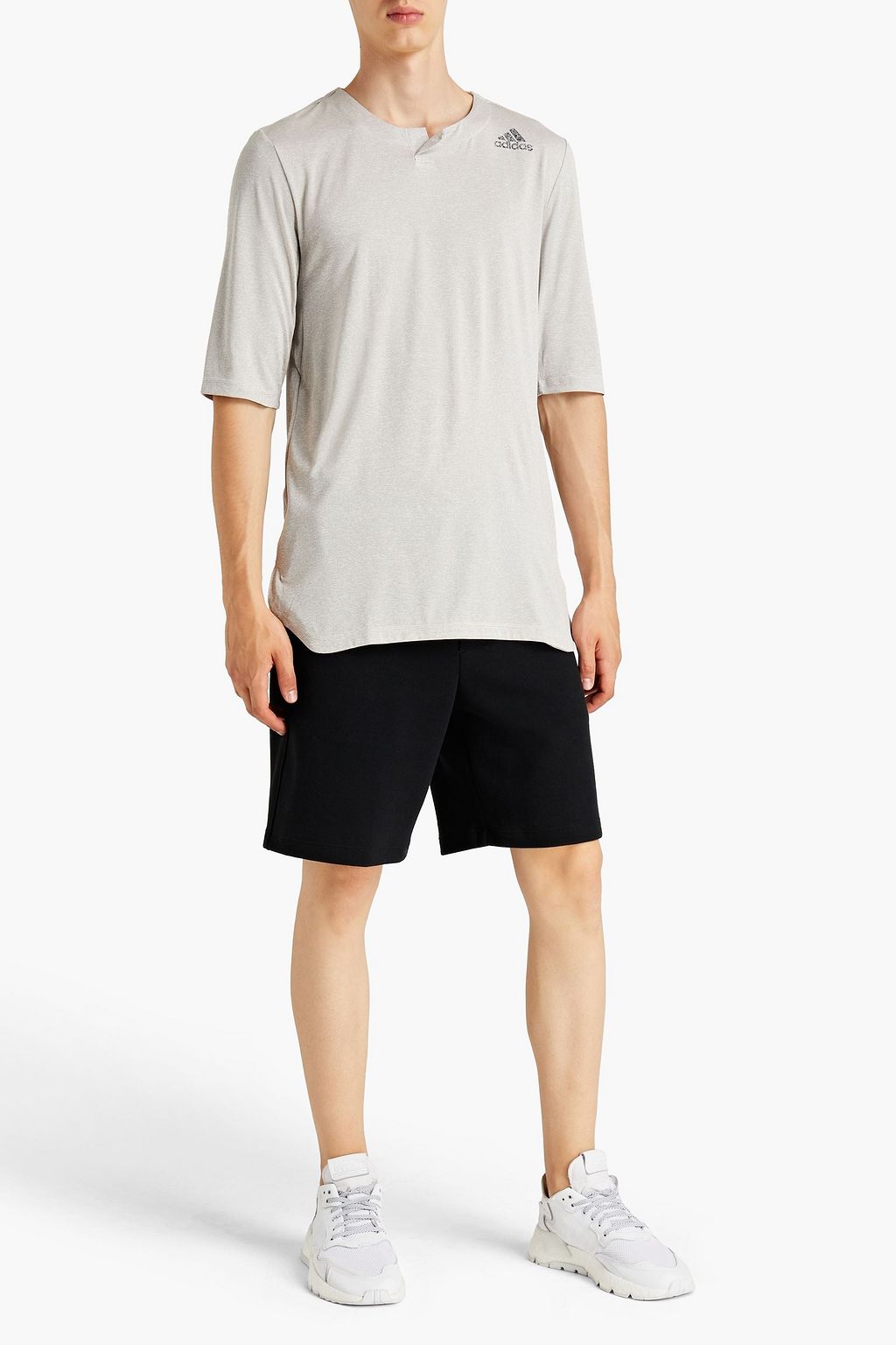 ADIDAS Striped logo-print stretch jersey T-shirt