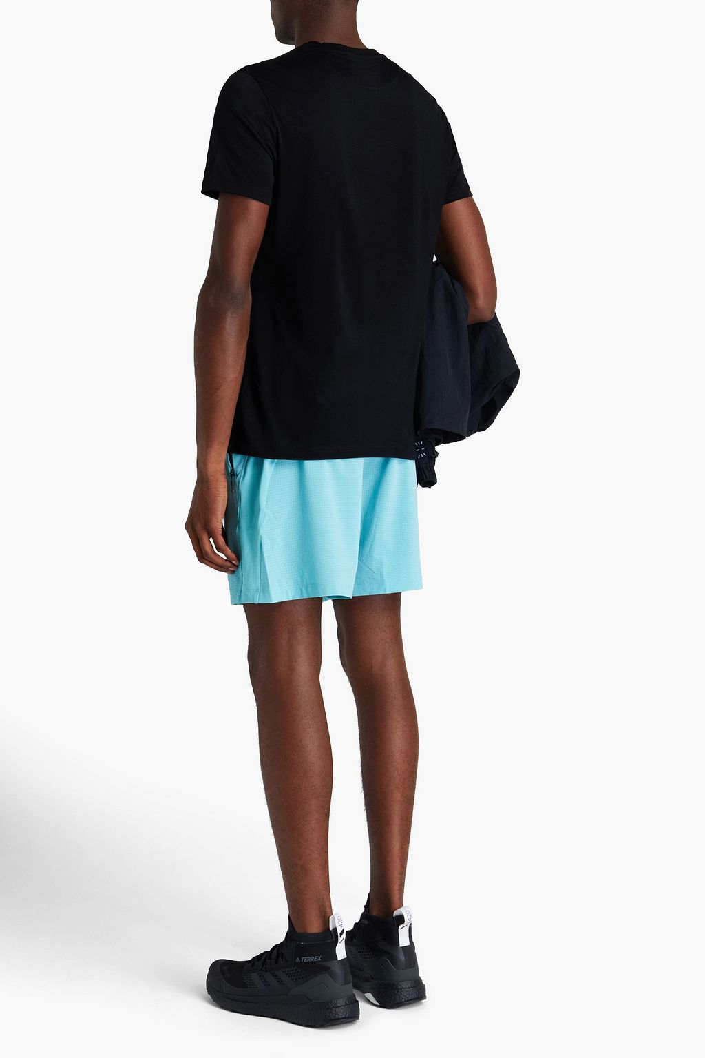 ADIDAS Mesh-trimmed printed stretch-jersey shorts