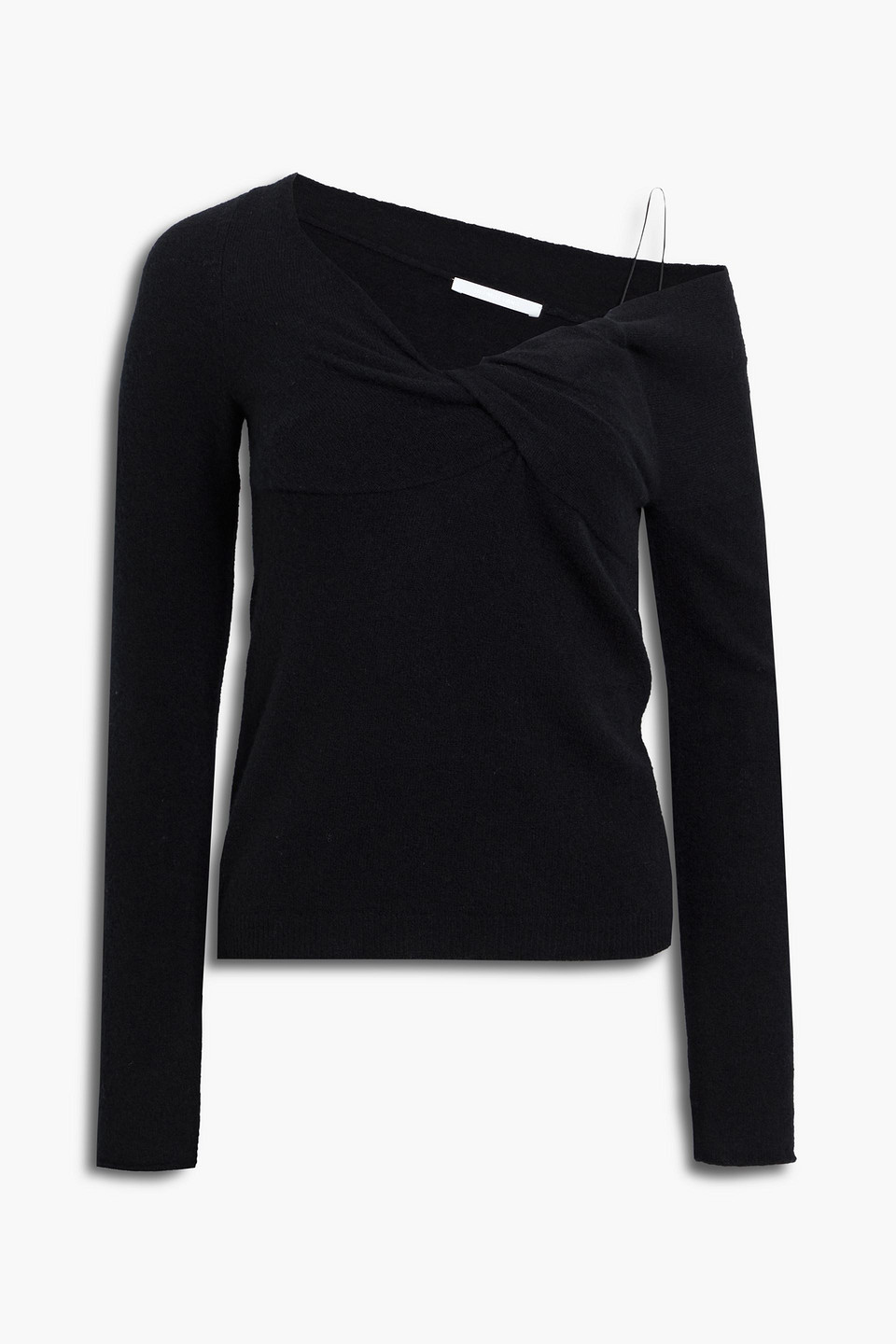 helmut lang - bungee cold-shoulder twisted wool-blend sweater - black - s