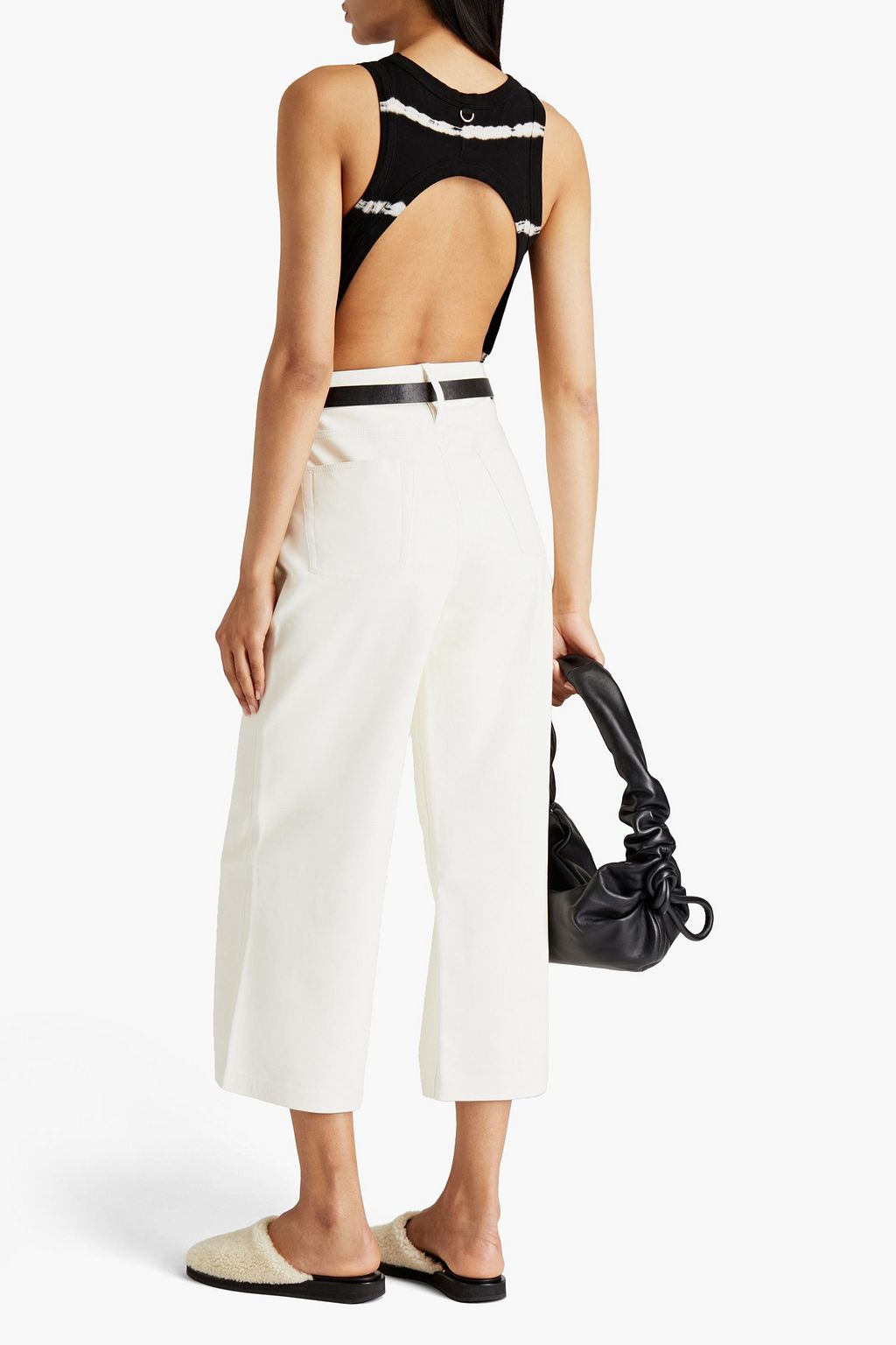 FRAME Cropped leather wide-leg pants