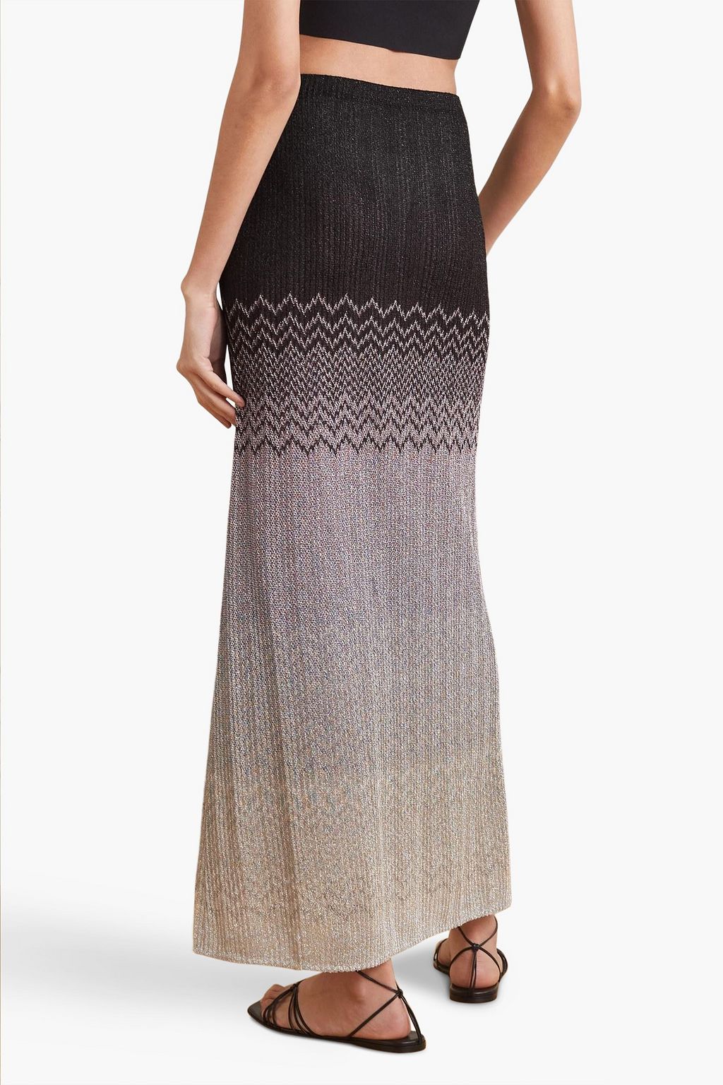 MISSONI Metallic crochetknit maxi skirt THE