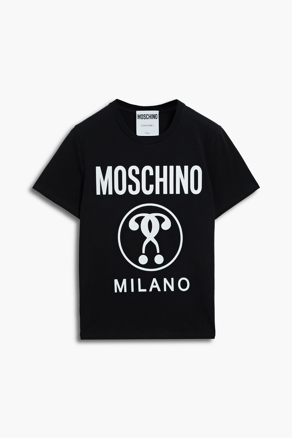 Moschino Black Double Question Mark Logo T-shirt In Black