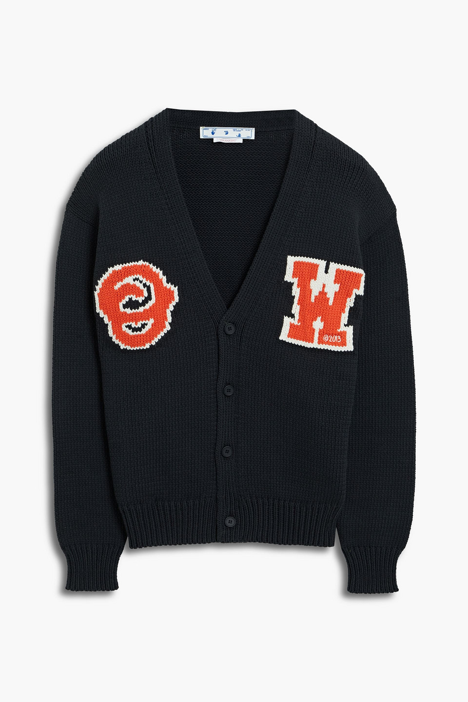 Off-white Black Cardigan With Logo In Black
