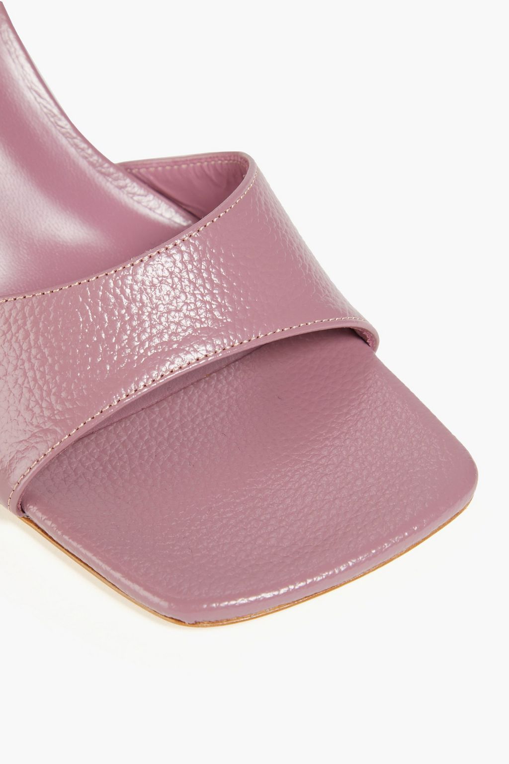 BY FAR Fida glossed textured-leather sandals