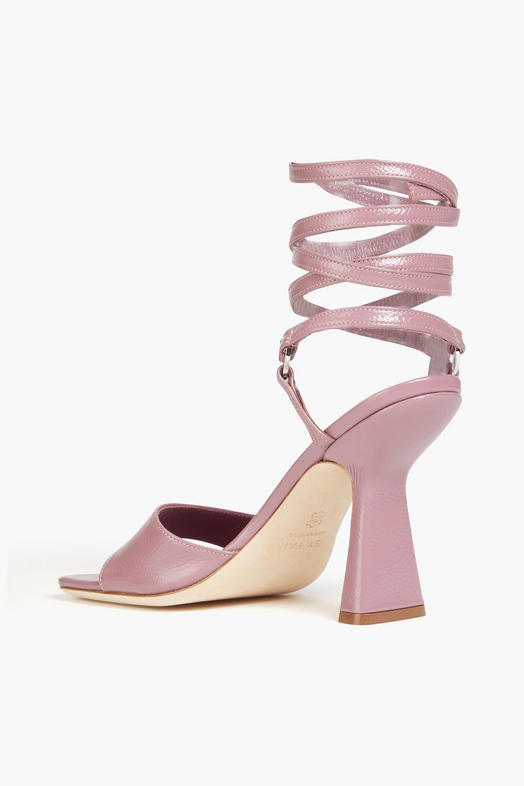 BY FAR Fida glossed textured-leather sandals