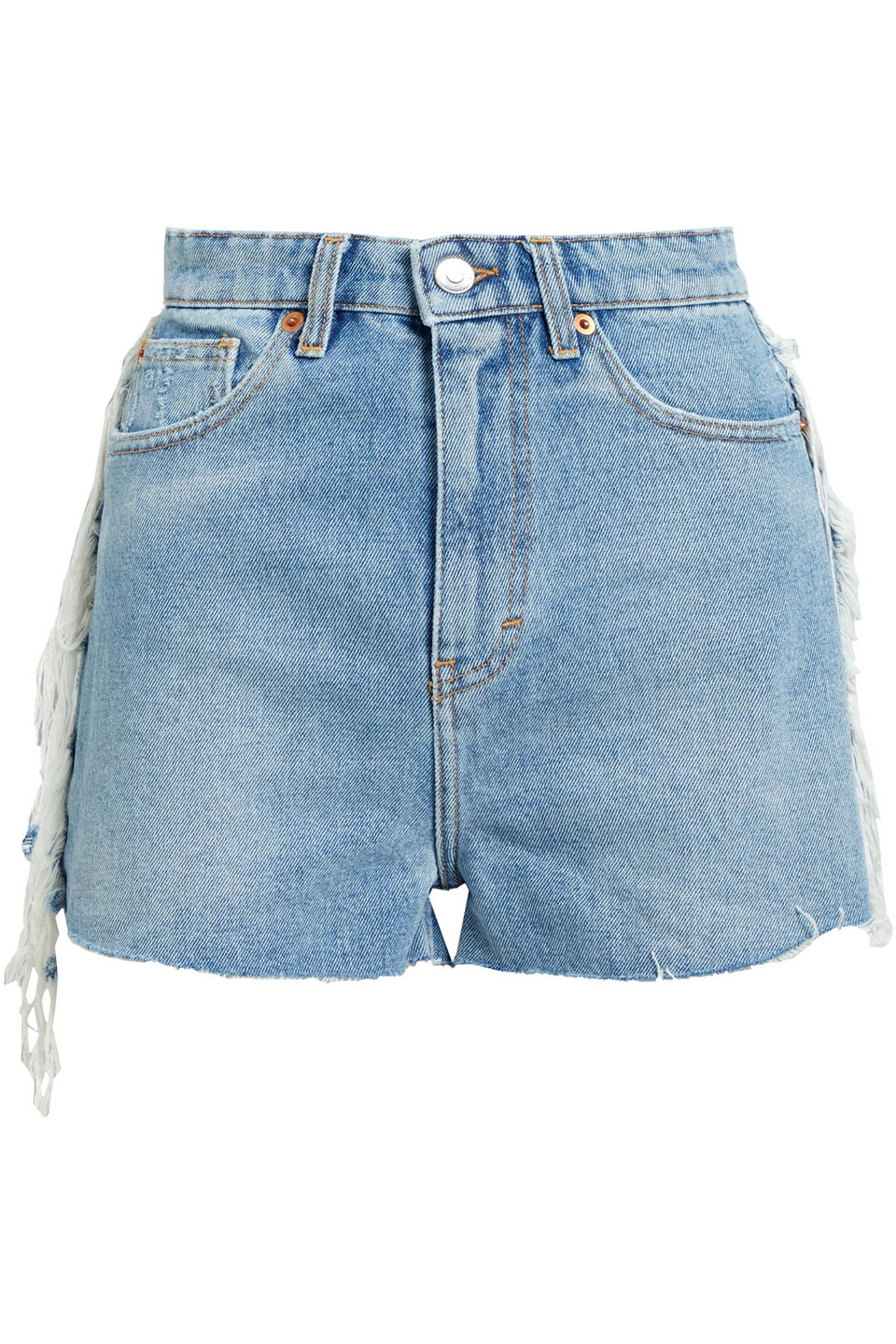 Modern frayed denim shorts