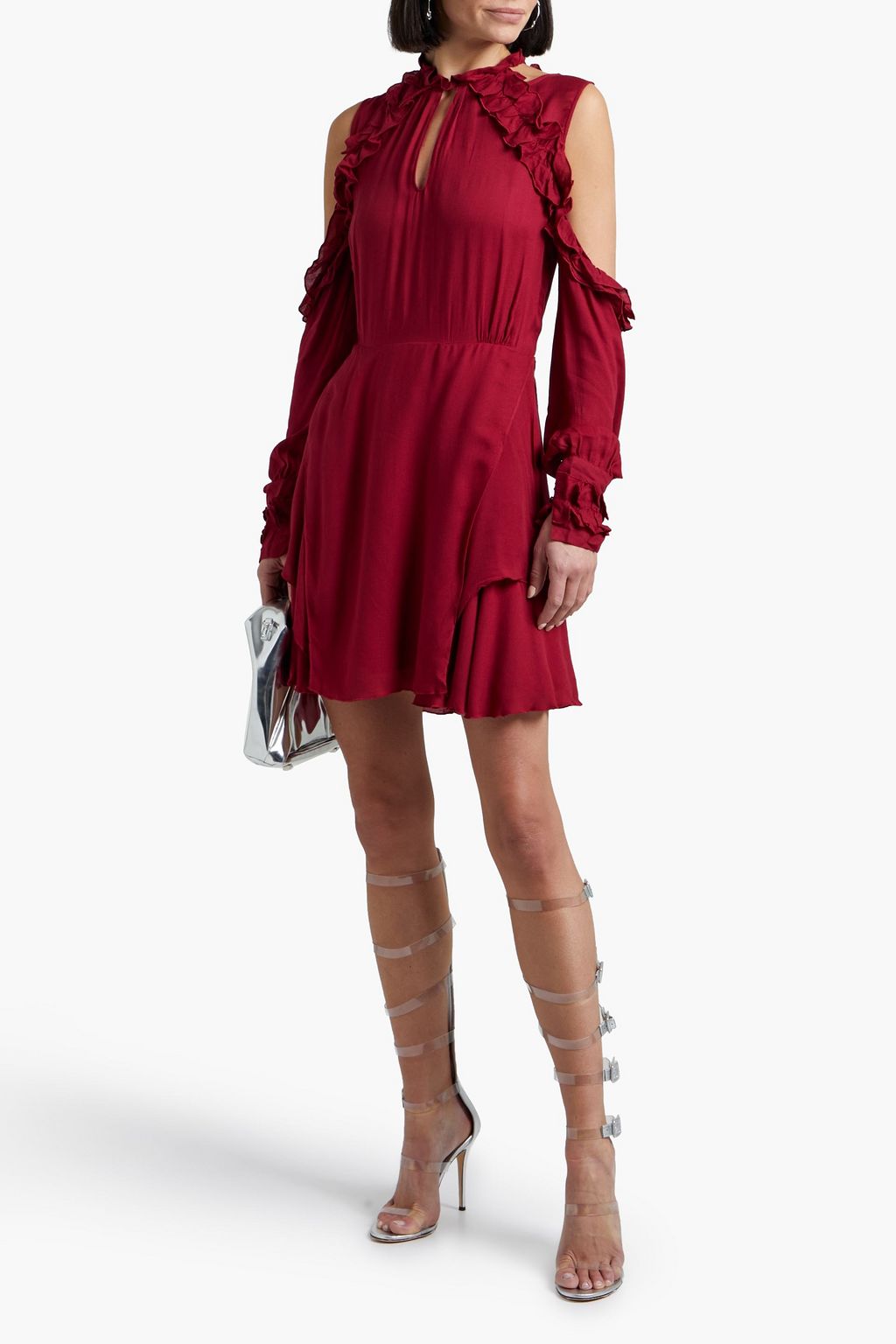 IRO Hanie cold-shoulder ruffled gauze mini dress
