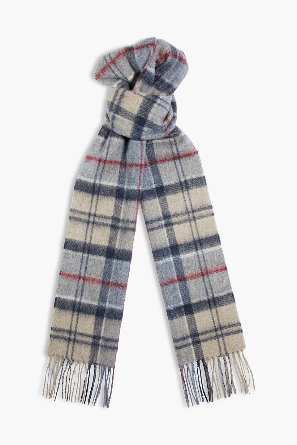 Barbour Yaxley Tartan Scarf In Light Gray