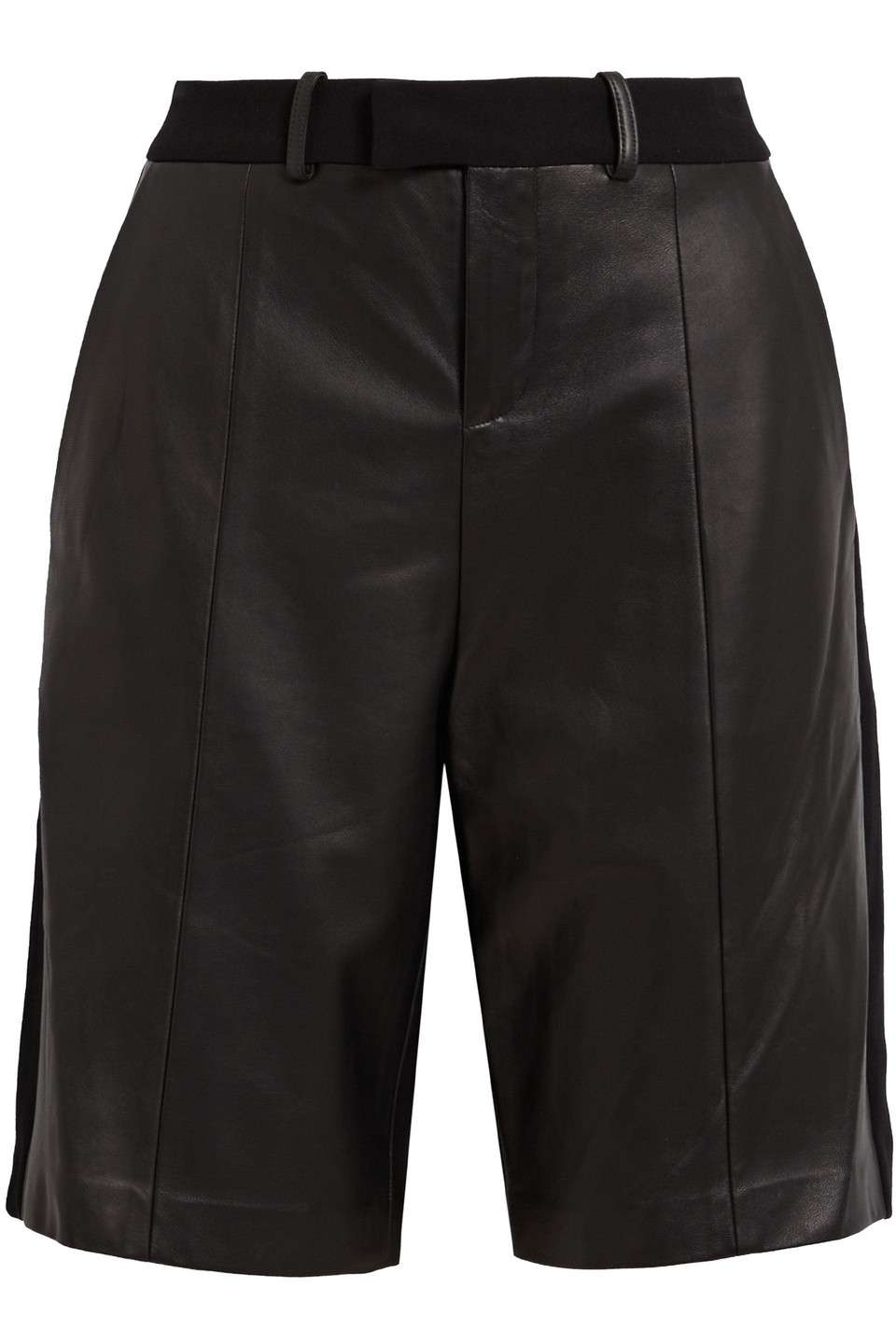 Augie crepe-trimmed leather shorts