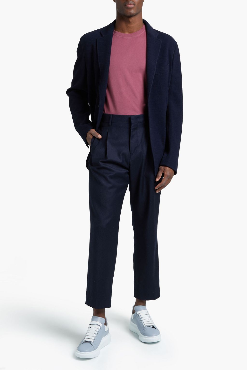 ZEGNA Striped wool-blend jersey blazer