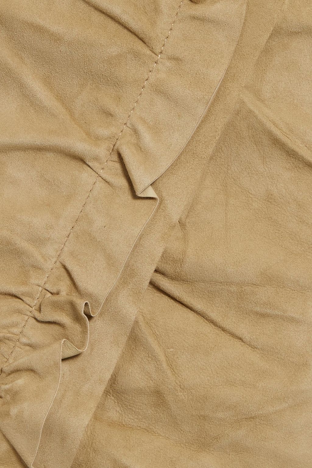 IRO Cerry ruffle-trimmed suede mini skirt
