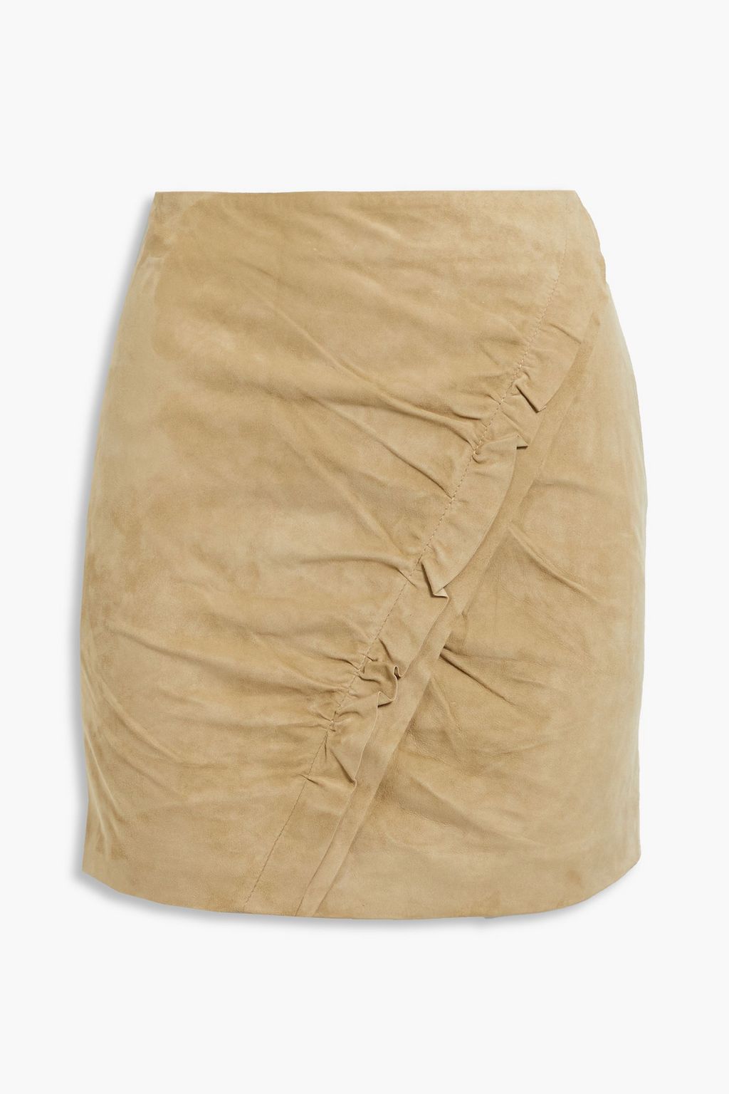Cerry ruffle trimmed suede mini skirt