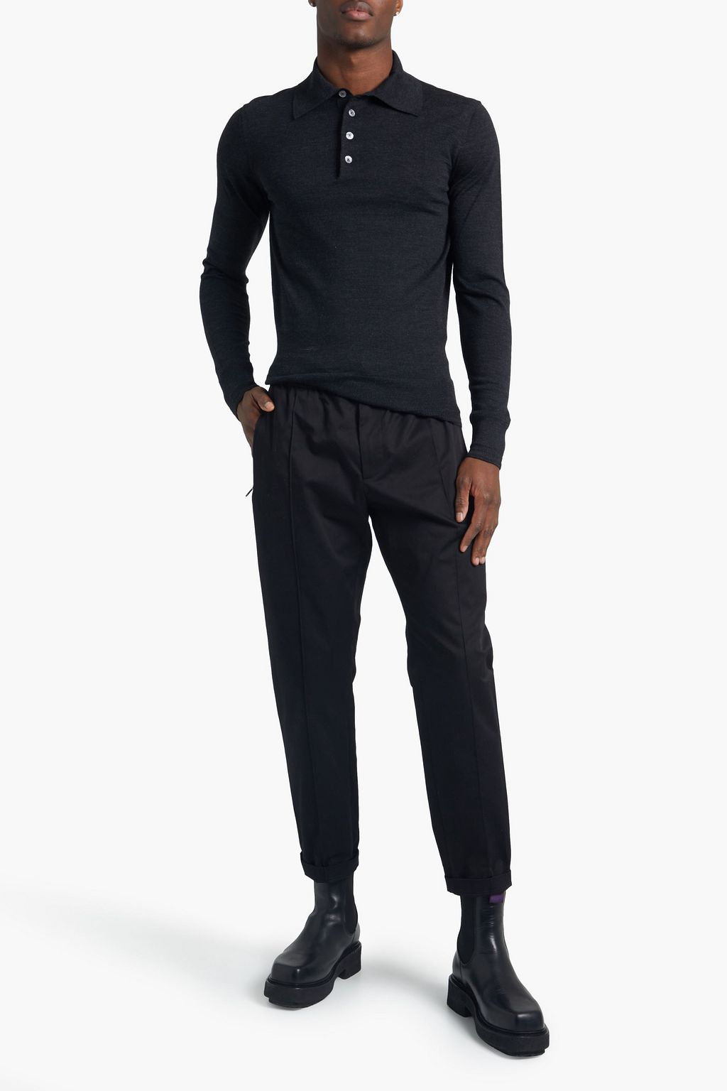 TOM FORD Mélange wool polo shirt