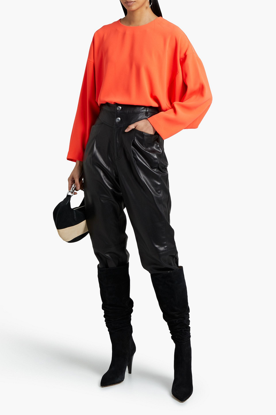 Iro Lithe Crepe Blouse In Bright Orange