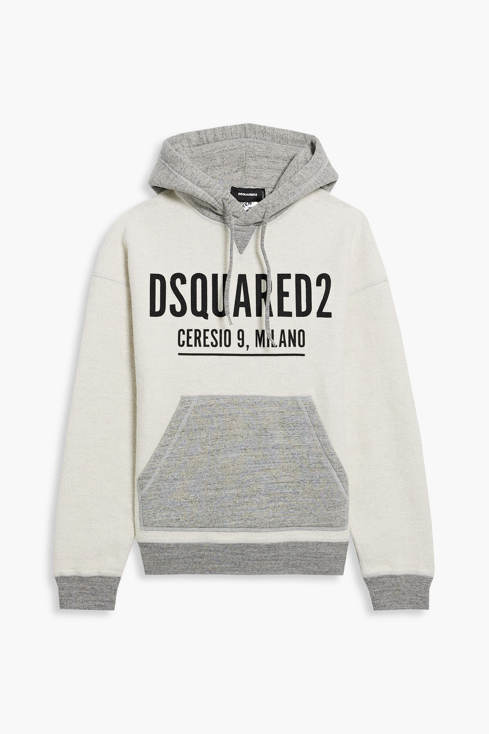 Shop Dsquared2 Printed Cotton-fleece Hoodie In Off-white