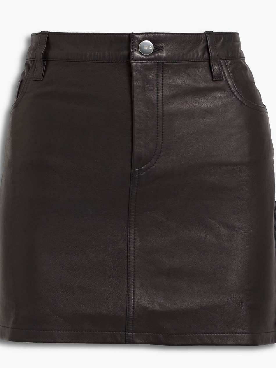 wirt whipstitched leather mini skirt