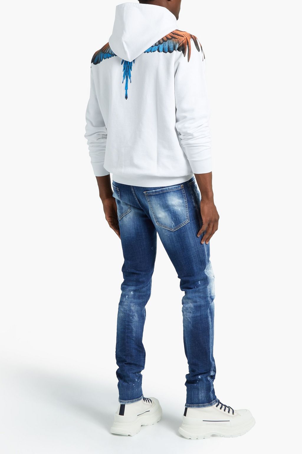 MARCELO BURLON Printed French cotton-terry hoodie