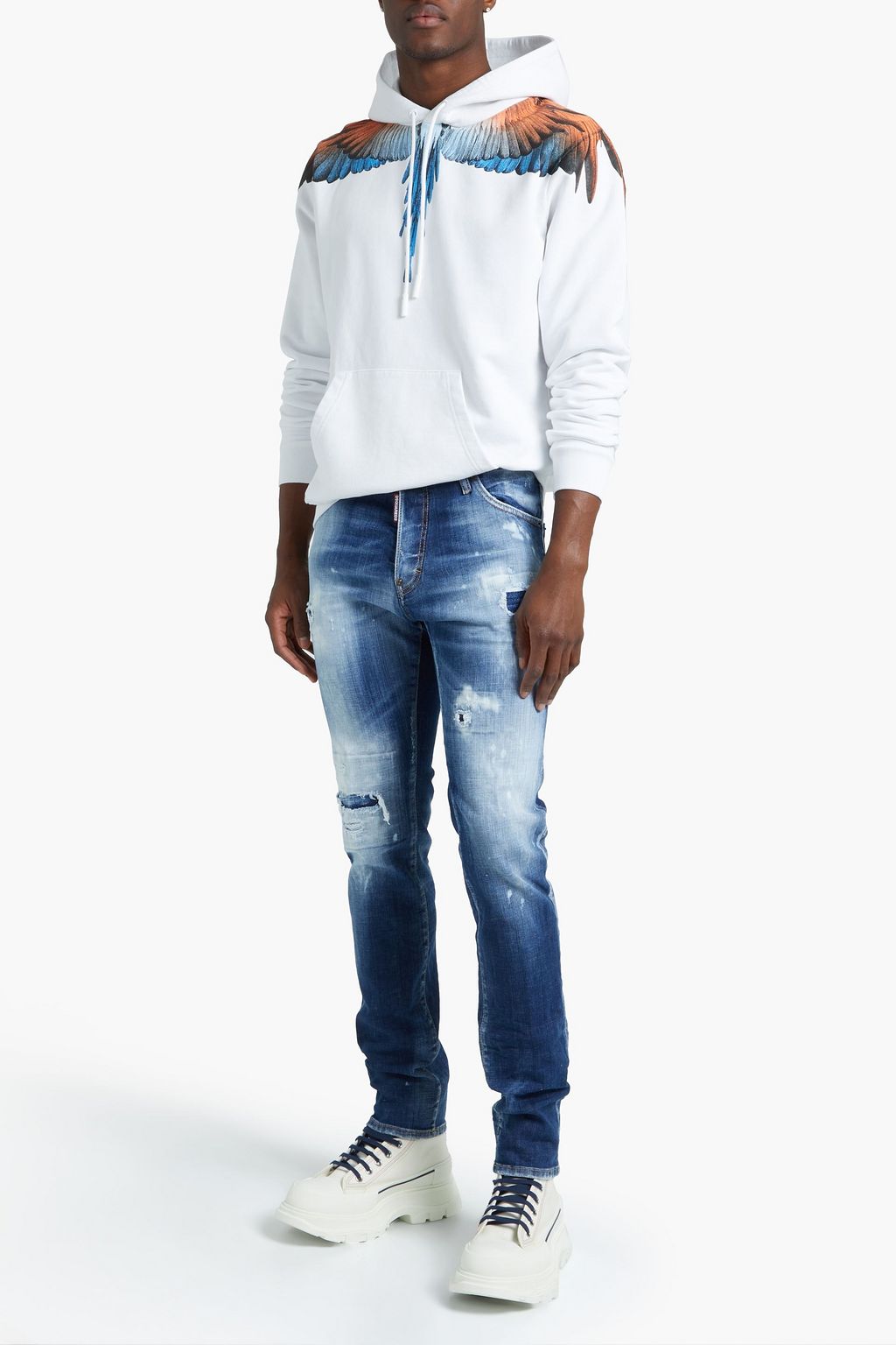 MARCELO BURLON Printed French cotton-terry hoodie