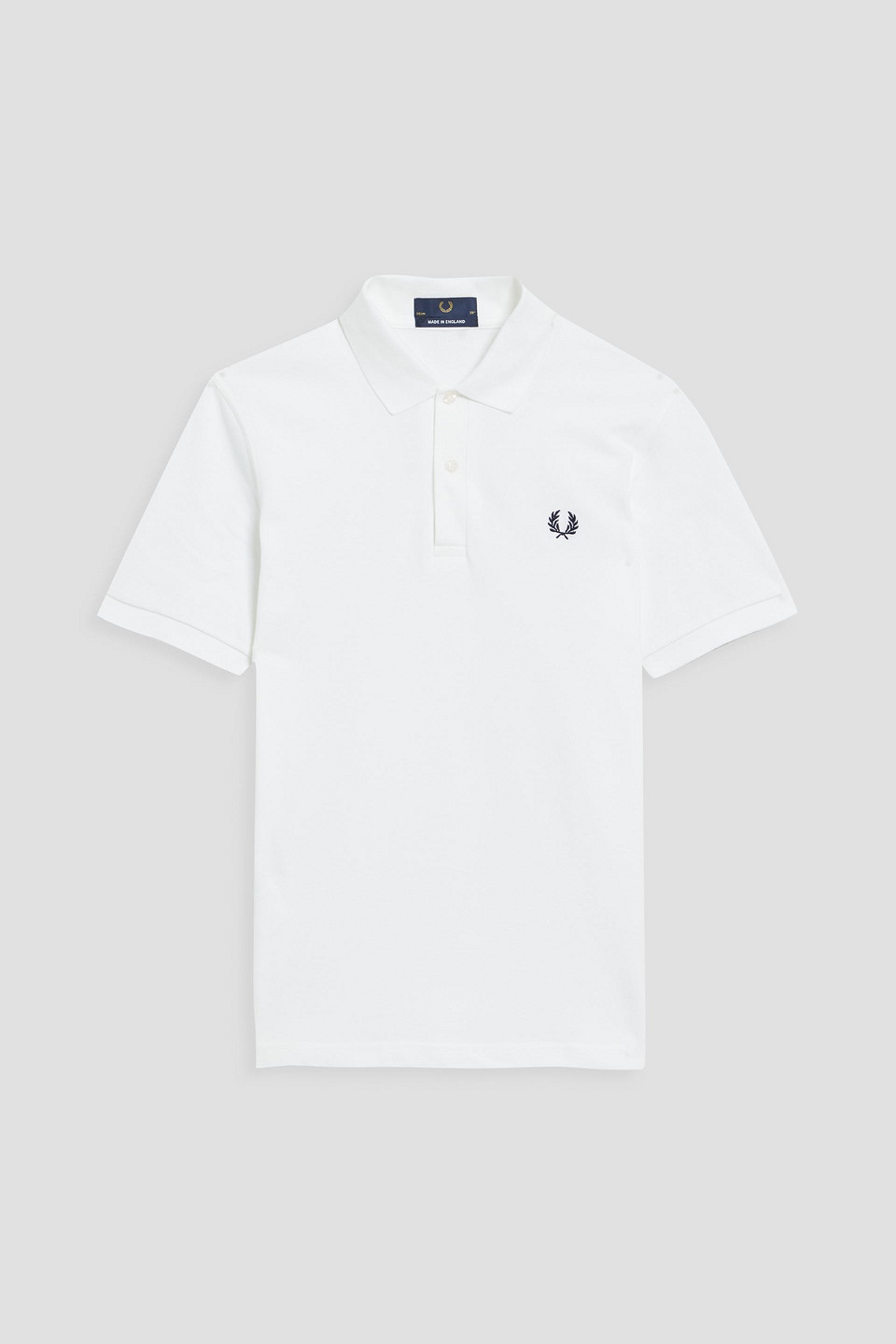 Fred Perry Logo Embroidered Polo Shirt In White