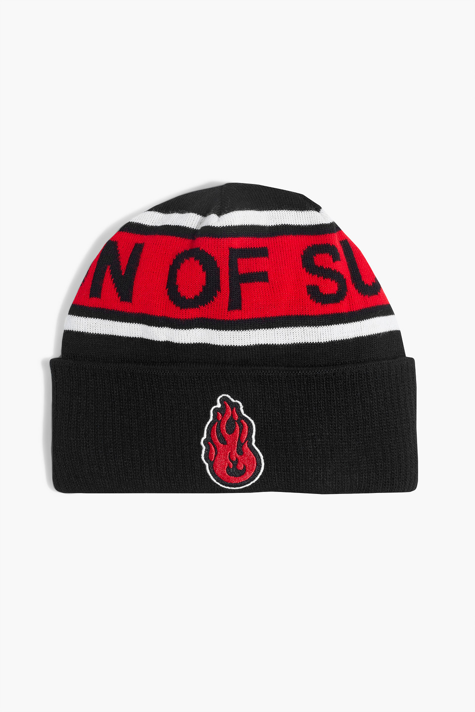Vision Of Super Appliquéd Jacquard-knit Beanie In Black