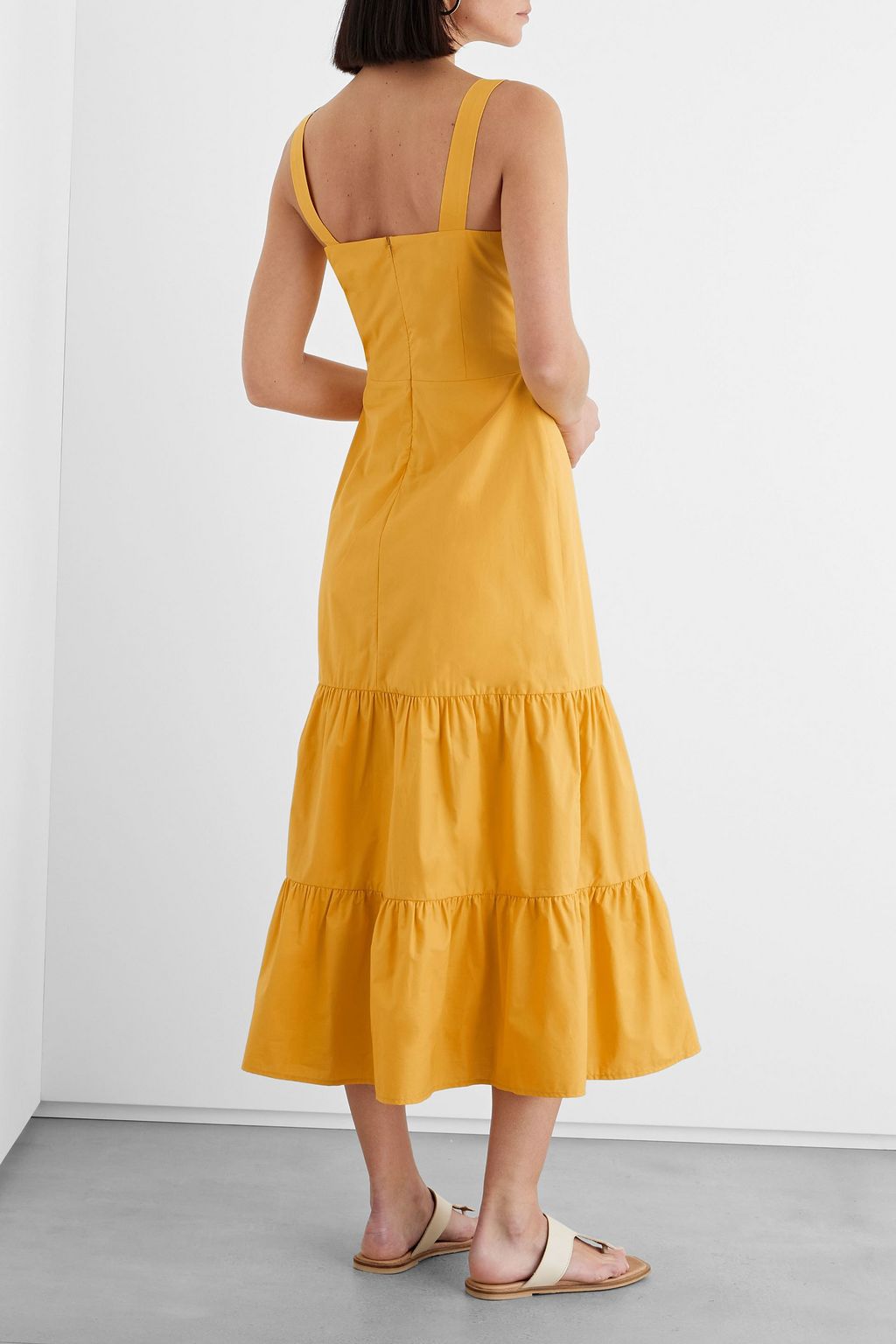 IRIS & INK Esther gathered organic cotton-poplin midi dress