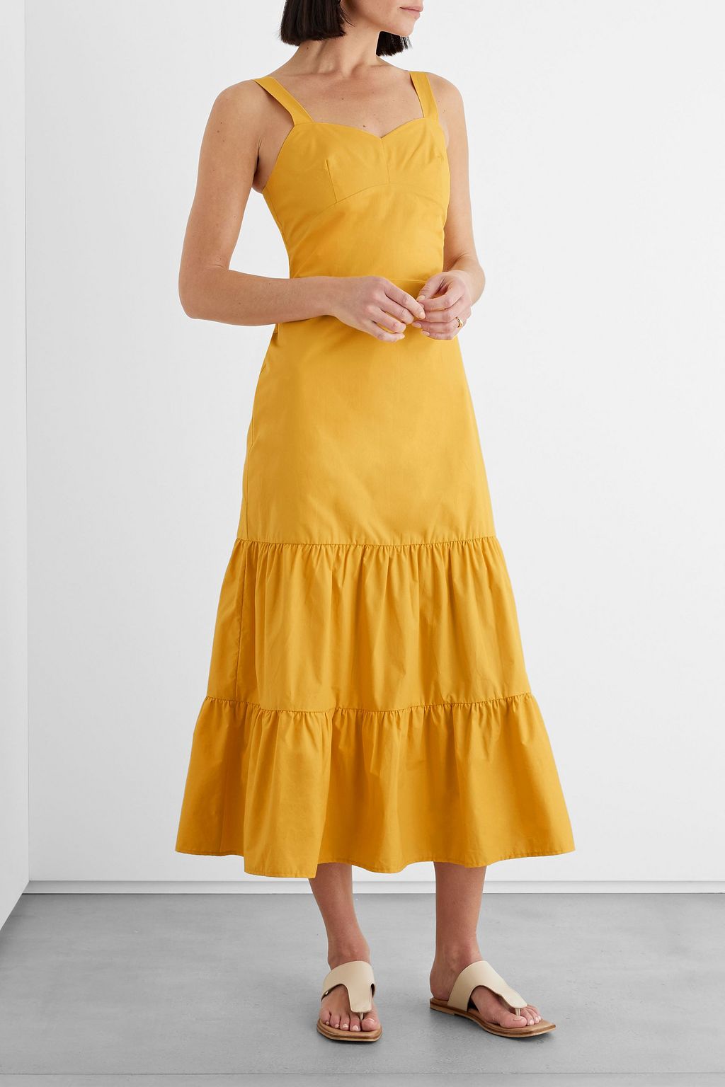 IRIS & INK Esther gathered organic cotton-poplin midi dress