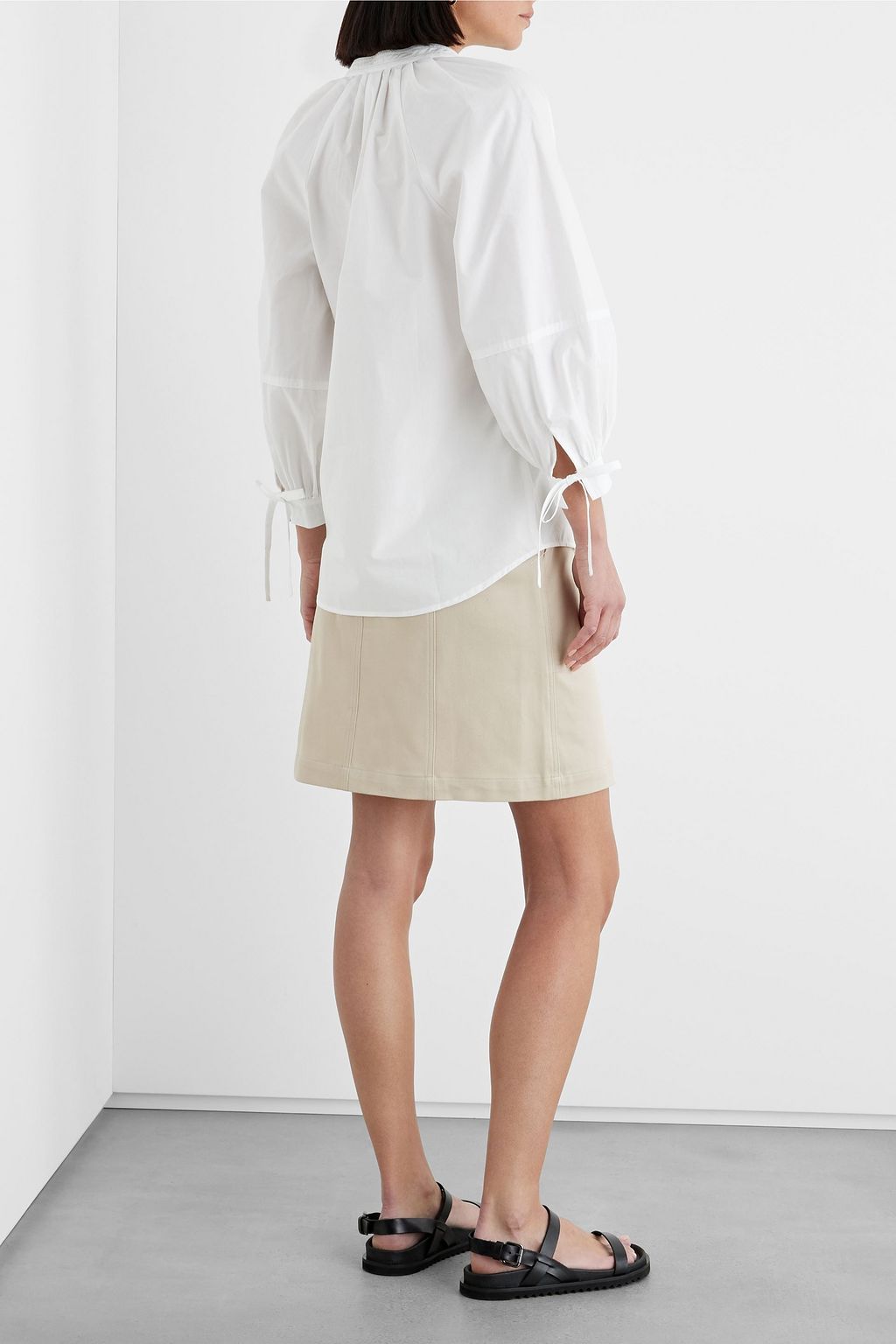 IRIS & INK Lucille gathered organic cotton-poplin top