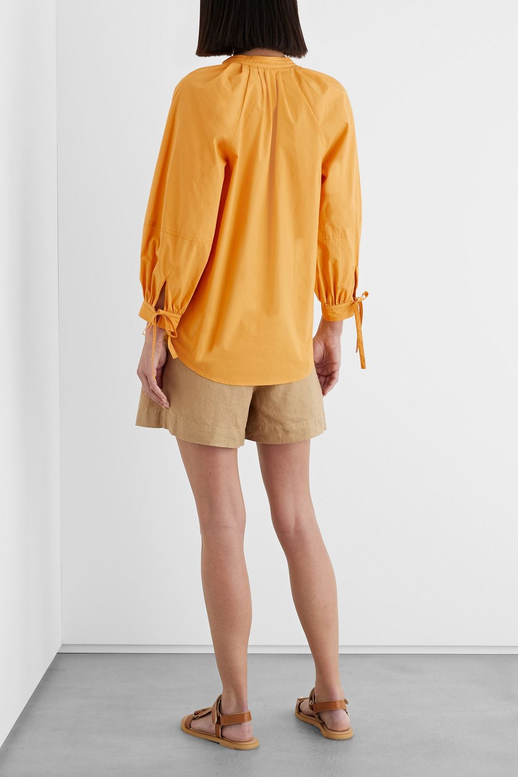 IRIS & INK Lucille gathered organic cotton-poplin top