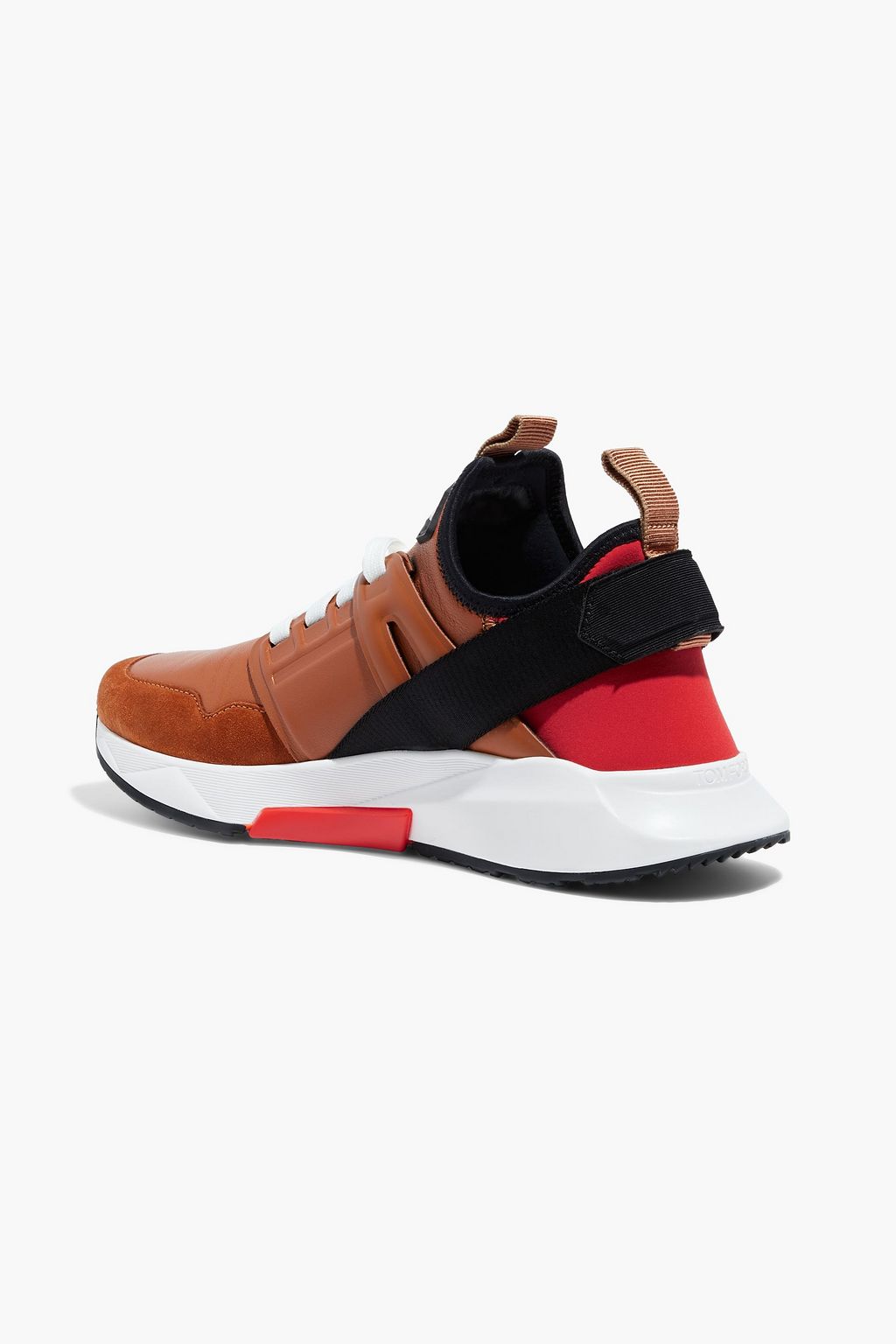 TOM FORD Suede -trimmed leather and neoprene sneakers