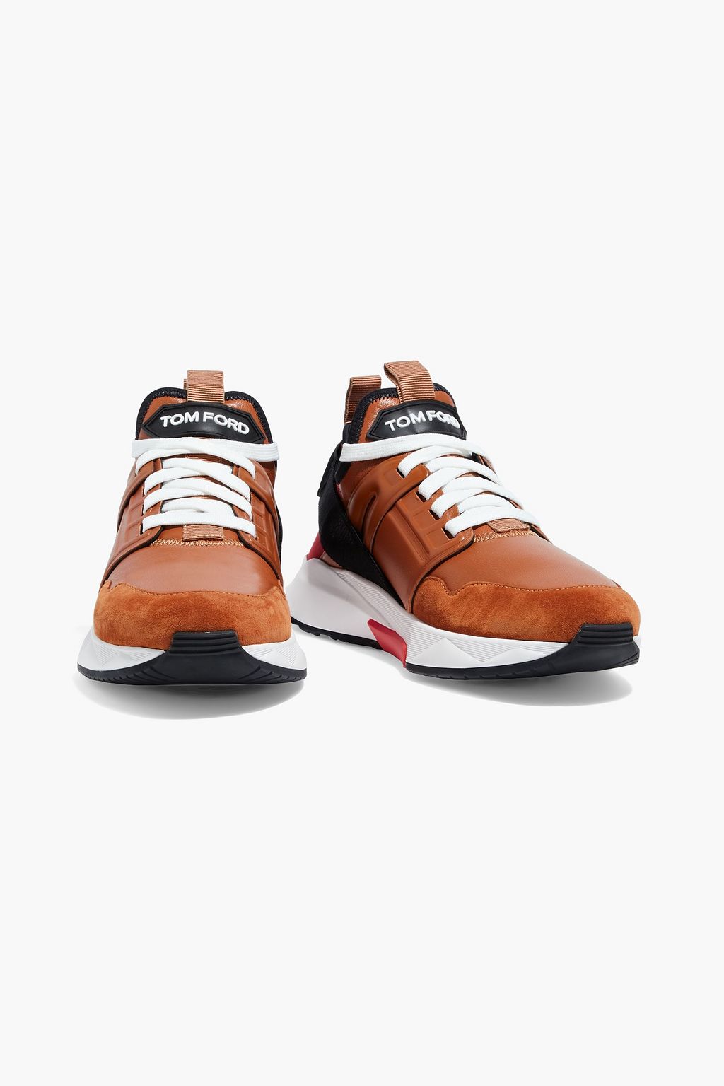 TOM FORD Suede -trimmed leather and neoprene sneakers