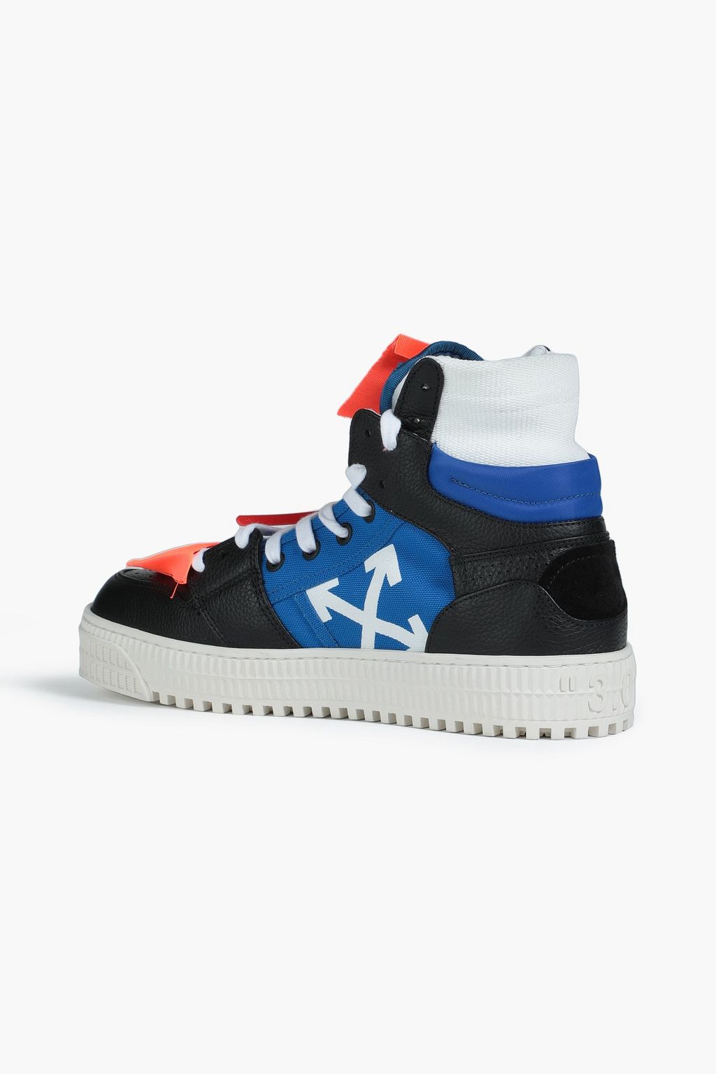 OFF-WHITE™ Printed canvas and textured-leather leather high-top sneakers
