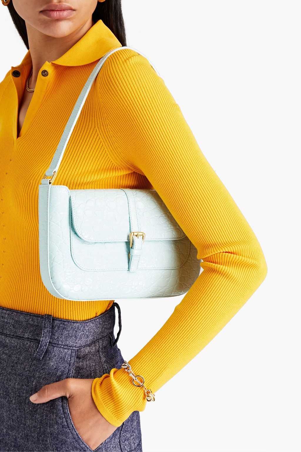 BY FAR Miranda croc-effect leather shoulder bag