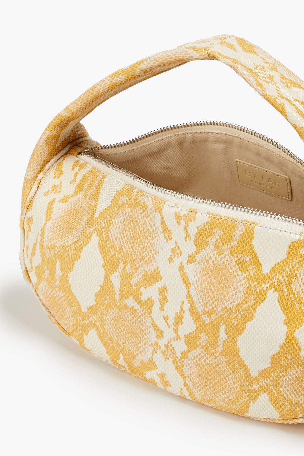 BY FAR Snake-print suede shoulder bag